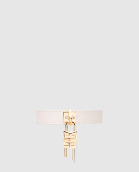 Givenchy Білий шкіряний браслет Mini Lock з підвіскою BF20GHF047