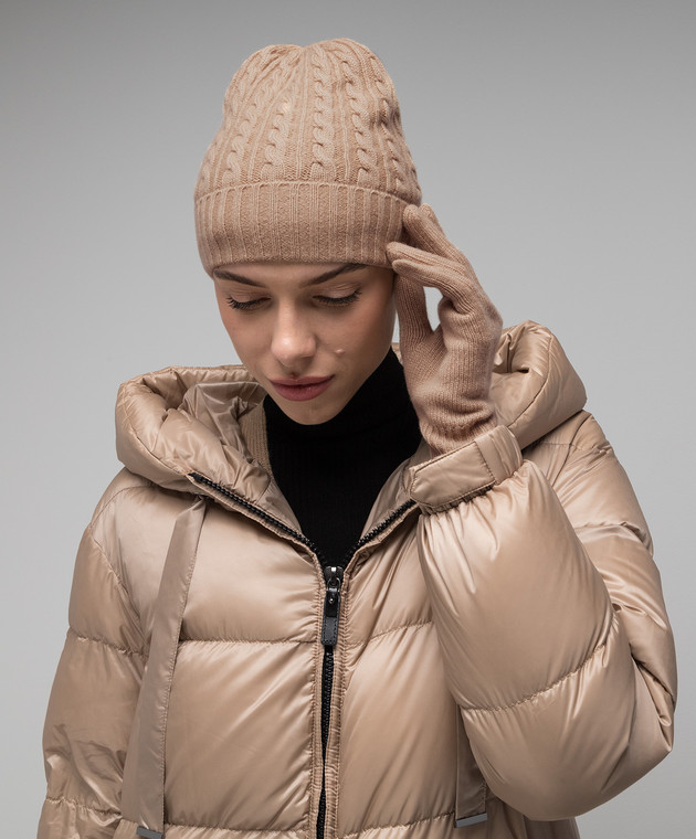 Max Mara Weekend Коричневая шапка Neutro из кашемира с фактурным узором NEUTRO изображение 2