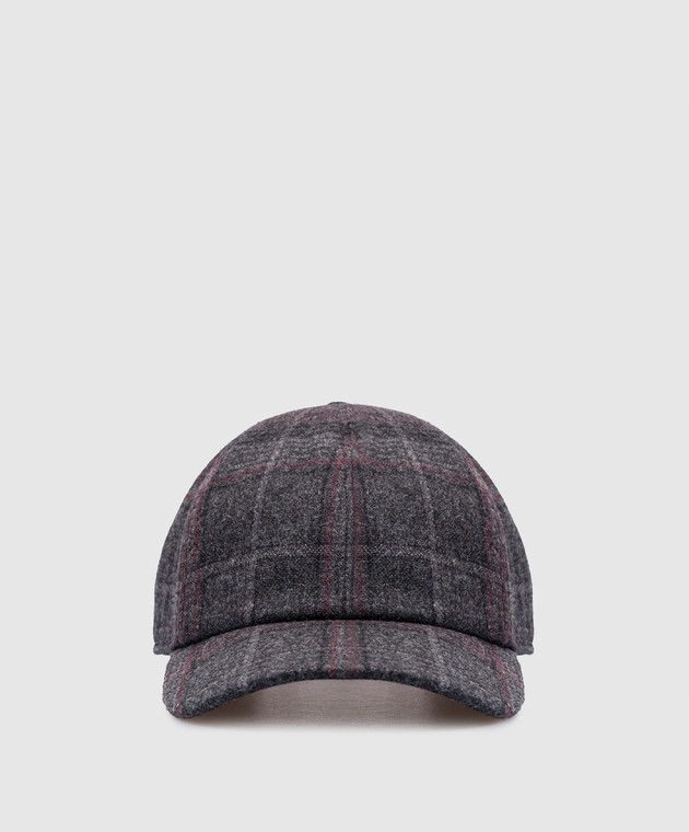 ISAIA Gray checked wool and cashmere cap BRT0119180F