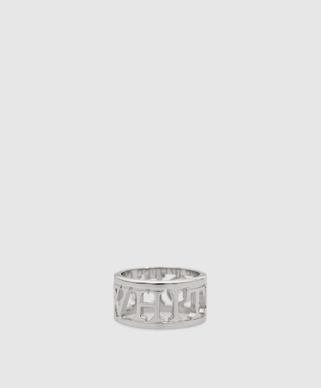 Off-White Сріблястий перстень з фактурним логотипом OMOC057S23MET001 зображення 3