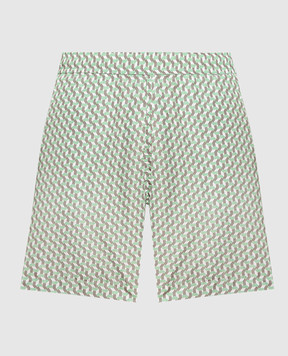 Stefano Ricci Зеленые шорты для плавания в геометрическом принте. MYB3200010ARB668
