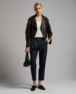 Brunello Cucinelli Сіра футболка з ланцюжком моніль з відворотами M0T18BD222