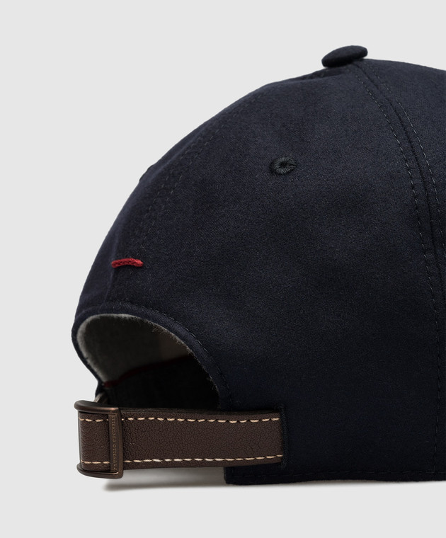 Brunello Cucinelli Синяя кепка из кашемира и шелка с логотипом MR4369992 изображение 4