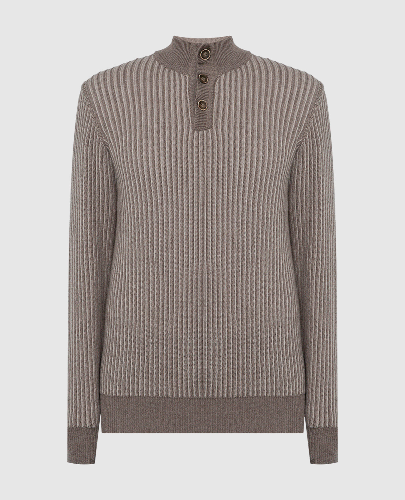 Brown striped wool and cashmere jumper