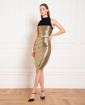Balmain Черный топ в полоску AF1AB021KD52