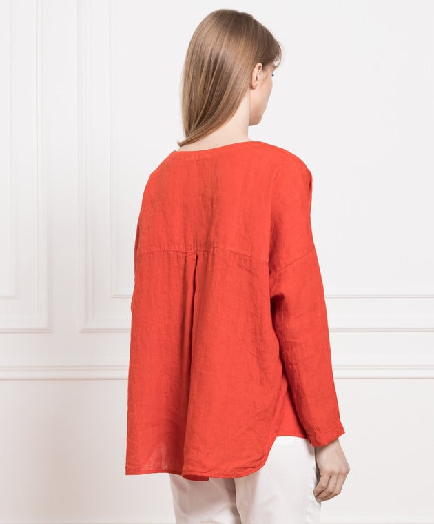 Enrico Mandelli Red linen blouse with logo 0DAFNE5182 image 4