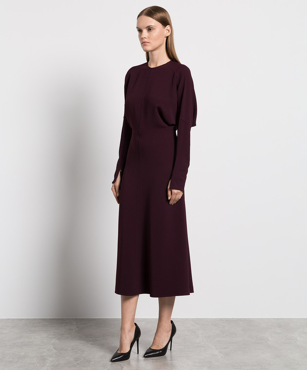 Victoria Beckham Бордовое платье миди 1323WDR004744A изображение 3