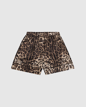Dolce&Gabbana Детские шорты из шелка в леопардовый принт L52Q33G7I2K