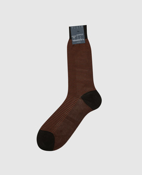 Bresciani Коричневі шкарпетки у візерунок гусяча лапка MC034JQ0684BR