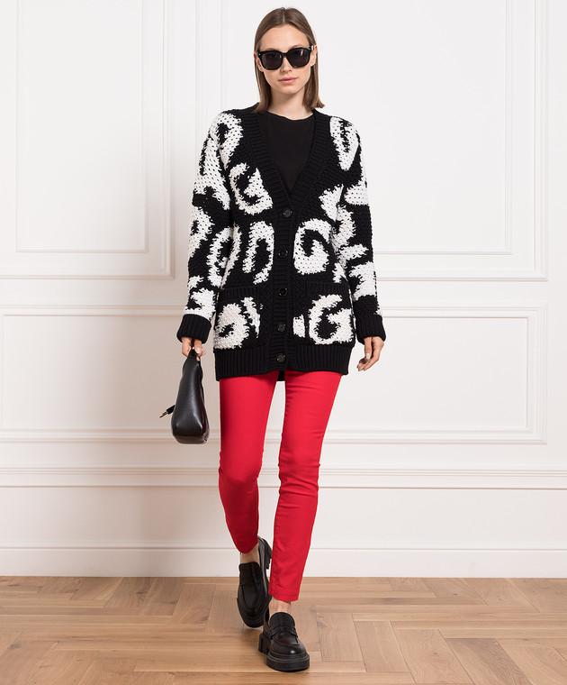 Dolce&Gabbana Black cardigan in contrasting DG pattern FXE07TJCMG9 image 2