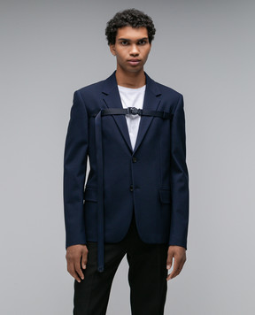Off-White Синий блейзер с ремешком Sierra Leone OMEN081F23FAB001