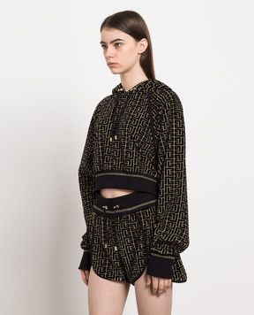 Balmain Черное худи с люрексом AF1JP031JF03