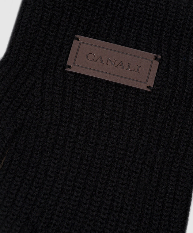 Canali Black gloves with logo patch MK00461G0030 image 4