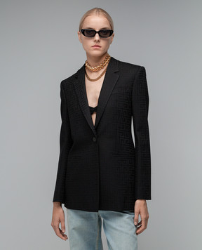 Givenchy Черный жакет из шерсти в эмблеме 4G шаблон. BW30GK14W3