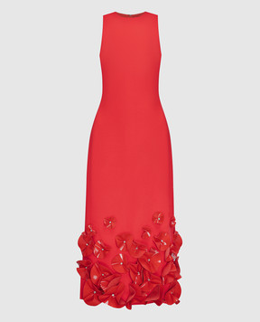 David Koma Червона сукня з вовни з квітковою аплікацією AW23DK22D