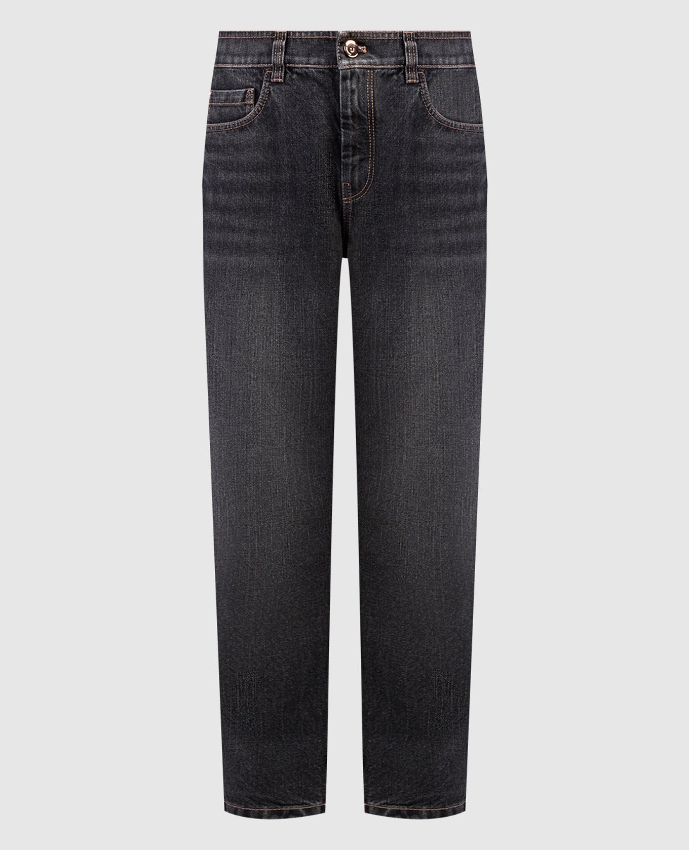Серые джинсы с цепочкой мониль из эколатуни