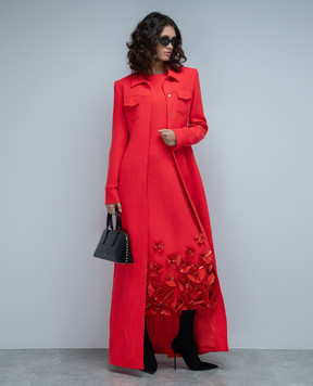 David Koma Червоне пальто максі з вовни AW23DK40C