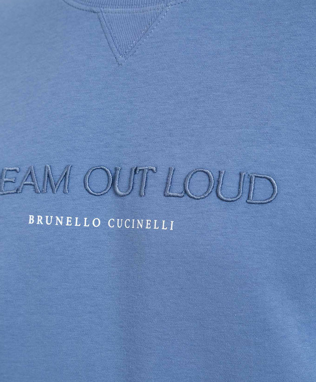 Brunello Cucinelli Блакитний світшот з вишивкою Dream out loud M0T353441 зображення 5