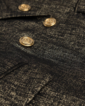 Balmain Дитячий чорний двобортний жакет із люрексом 6R2A04I009610