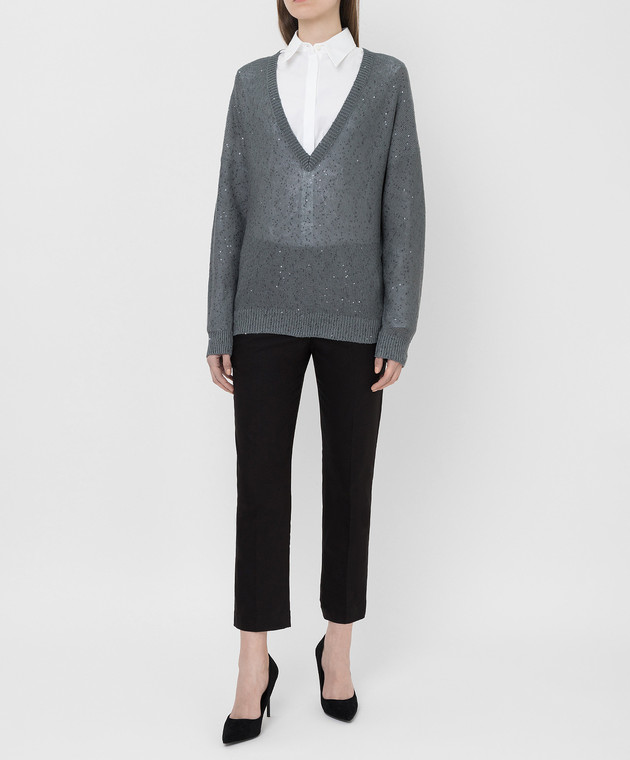 Brunello Cucinelli Серый пуловер из льна и шелка M10554212 изображение 2