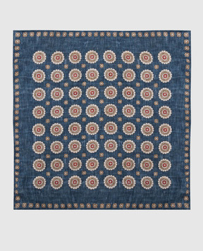 Brunello Cucinelli Синий платок-паши из шелка в узор. MW8790091