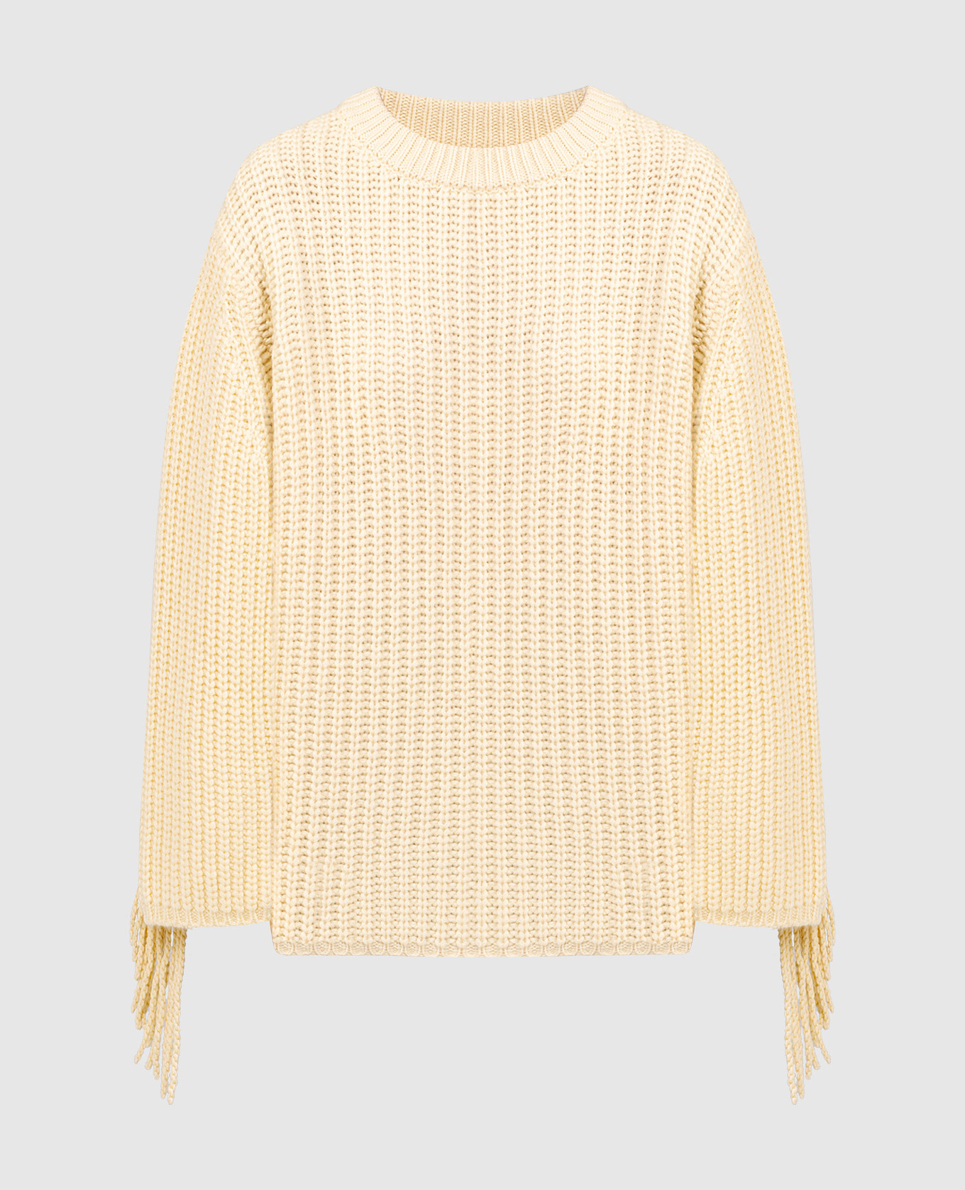 Yellow cashmere sweater with fringe