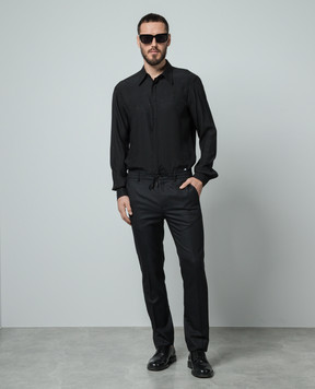 Dolce&Gabbana Черная рубашка из шелка с логотипом монограмма G5JL8TFJ1FK