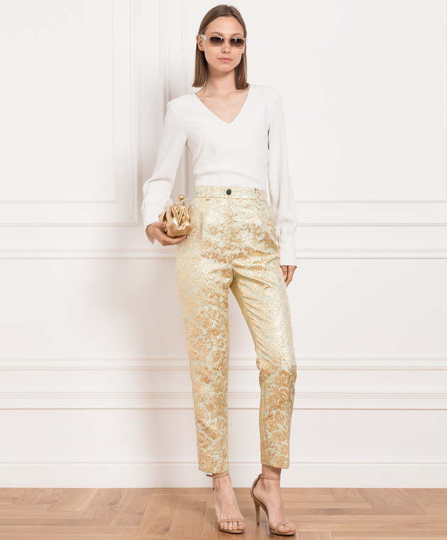 Dolce&Gabbana Green pants in a textured pattern FTA6STHJMLB image 2