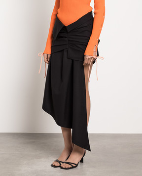 Off-White Чорна спідниця асиметричного крою з драпіруванням OWCU002S23FAB001