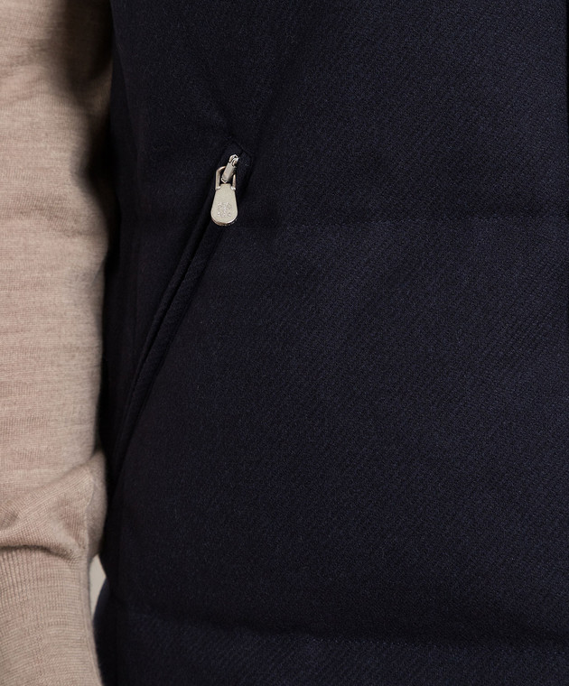 Brunello Cucinelli Синий пуховый жилет из шерсти, шелка и кашемира MM4851162 изображение 5