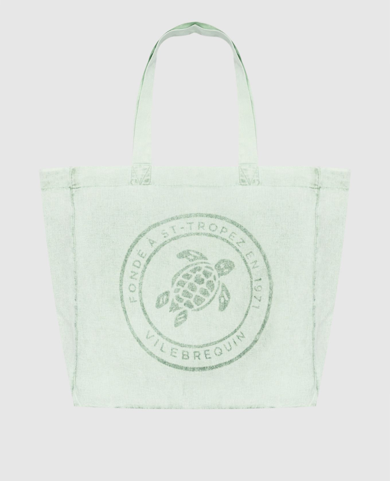 Babel green linen beach bag