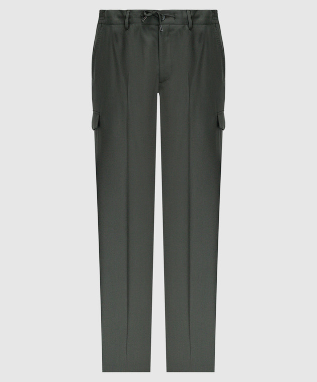 Stefano Ricci Green wool cargo pants with logo embroidery M1T3300180W610