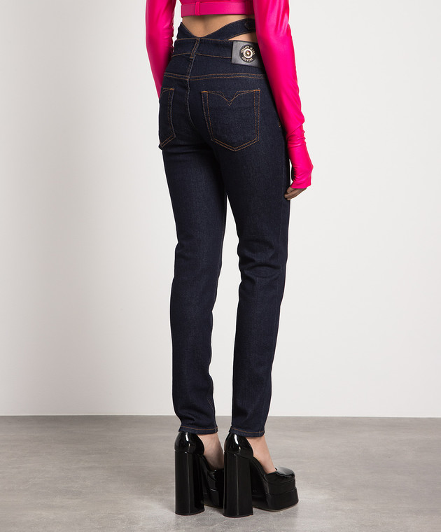 Versace Jeans Couture Blue skinny jeans with V-emblem logo 74HAB508DW042L5B image 4