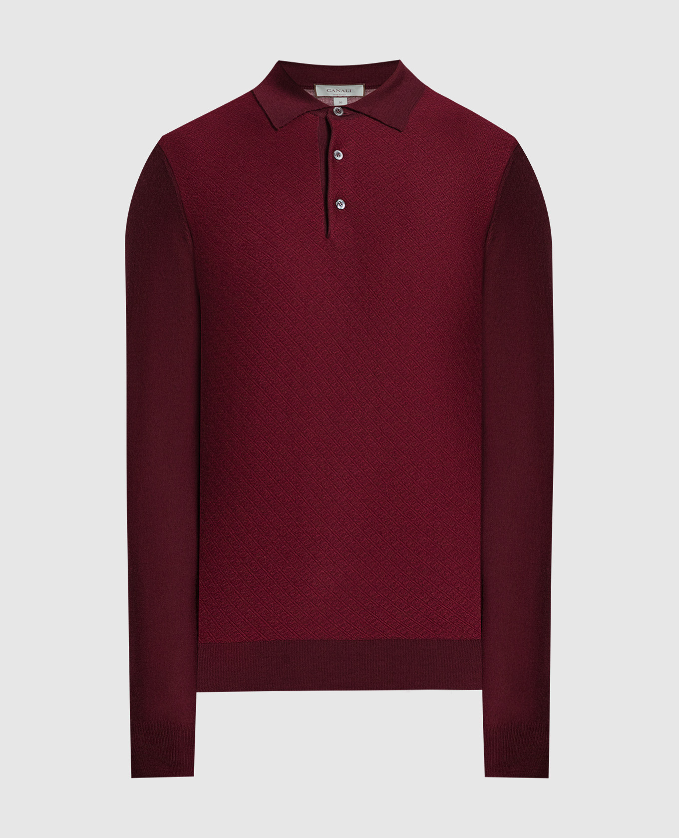 Burgundy polo shirt made of wool