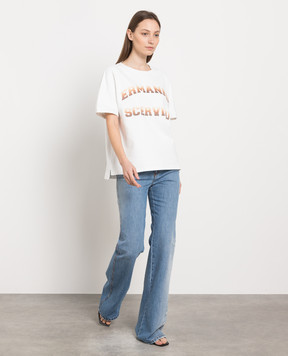 Ermanno Scervino Біла футболка з фактурним логотипом D425L327RSAFBC