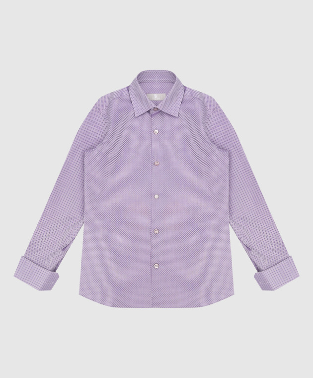 Stefano Ricci Children's purple shirt in a geometric pattern YC004040K1801
