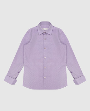 Stefano Ricci Детская фиолетовая рубашка в геометрический узор. YC004040K1801