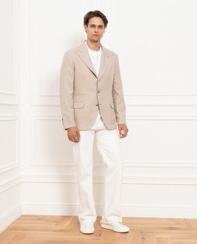 Brunello Cucinelli Светло-бежевый блейзер из кашемира MR4407BFDD