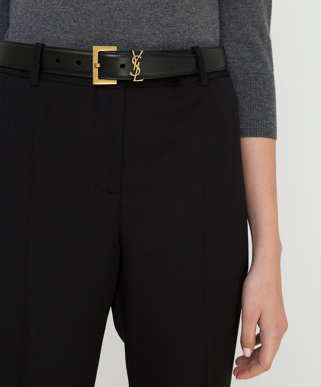 Saint Laurent Черный кожаный ремень 634437BOO0W изображение 2
