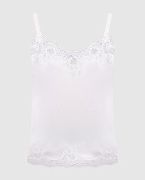 Dolce&Gabbana Білий топ із шовку з мереживом O7A00TONO13
