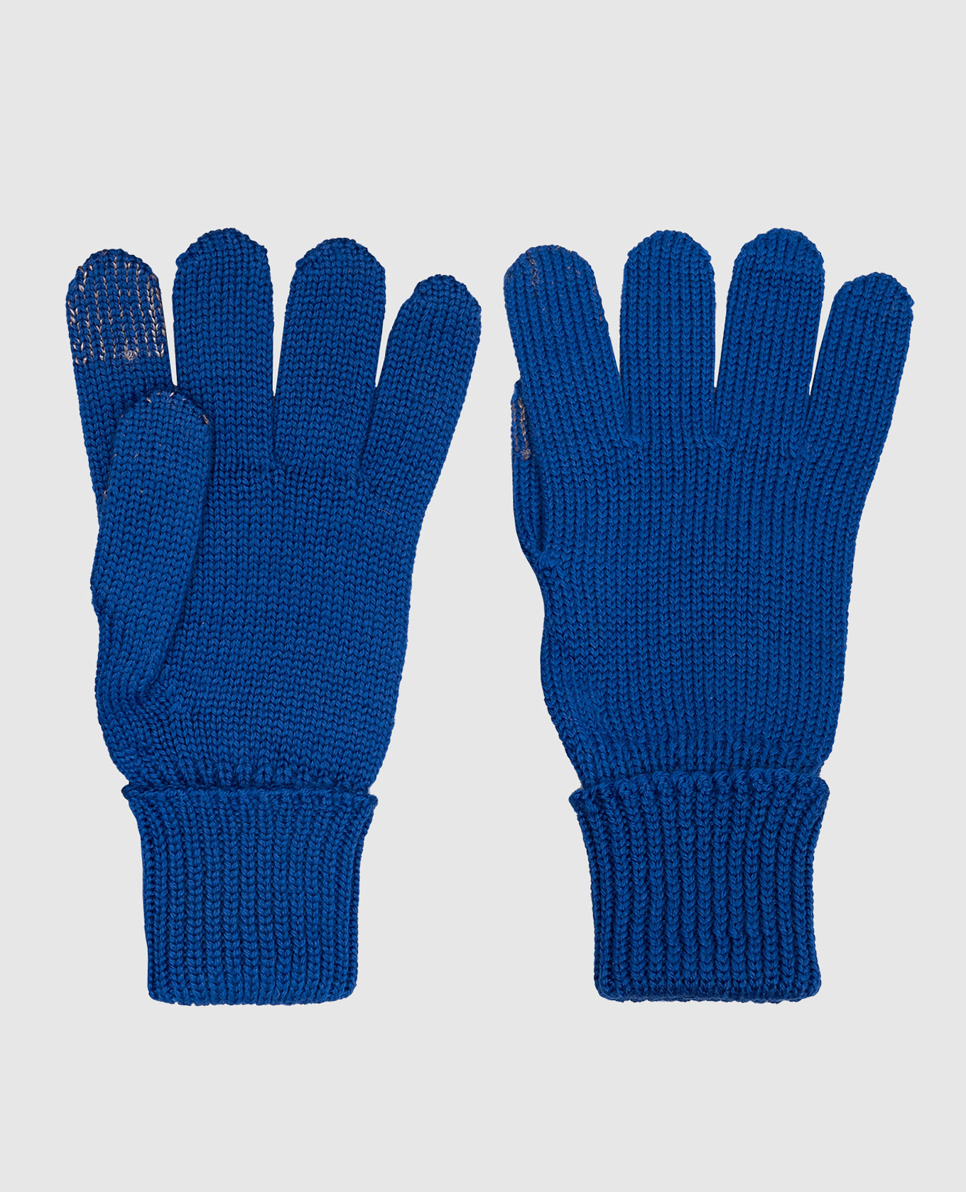 Children's blue gloves made of wool with a logo
