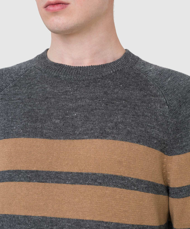 Brunello Cucinelli Темно-серый свитер из льна M2L79200 изображение 5
