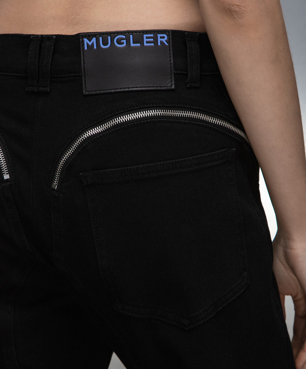 Thierry Mugler Черные джинсы с молниями и отворотами 23W6PA0402247 изображение 5