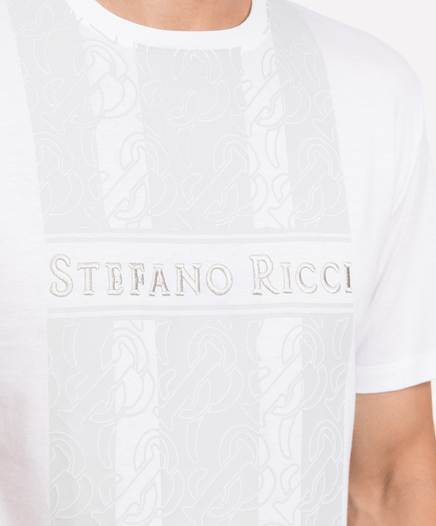 Stefano Ricci Біла футболка з вишивкою та принтом MNH2301790803 зображення 5