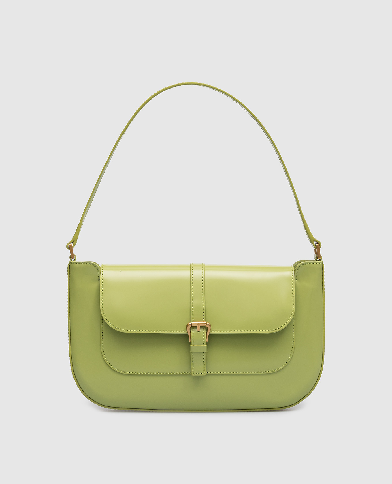 Зеленая кожаная сумка-багет Miranda