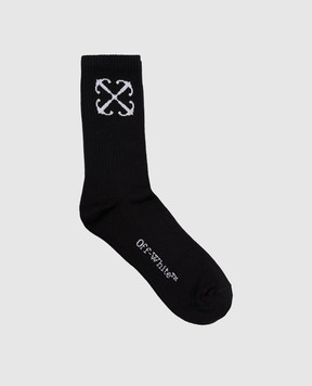Off-White Чорні шкарпетки з візерунком логотипа Arrow OMRA080C99KNI001