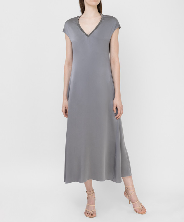 Fabiana Filippi Серое платье из шелка ABD270B178 изображение 2