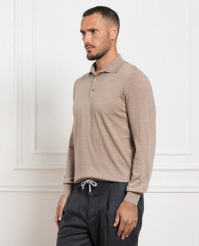 Brunello Cucinelli Бежеве меланжеве поло з вовни та кашеміру M2400295