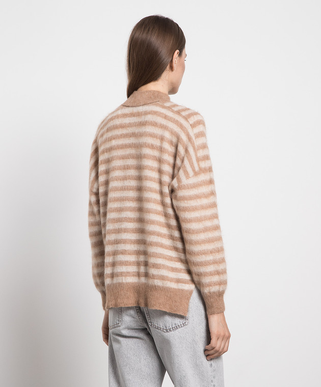 Brunello Cucinelli Brown striped sweater with monil chain MBP154314P image 4