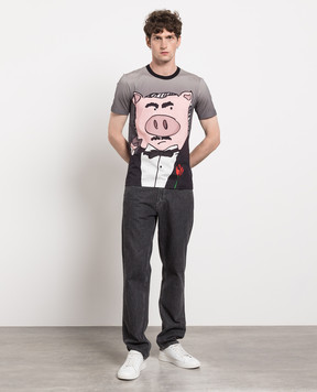 Dolce&Gabbana Сіра футболка з принтом G8IA8THH7E5